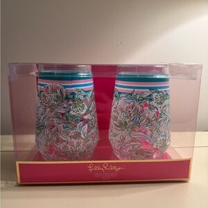 Lilly Pulitzer set of 2 22oz acrylic wine glass tumblers
